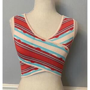 BCBG Max Maria Women's Striped Wrap Crop Top (SM - M)